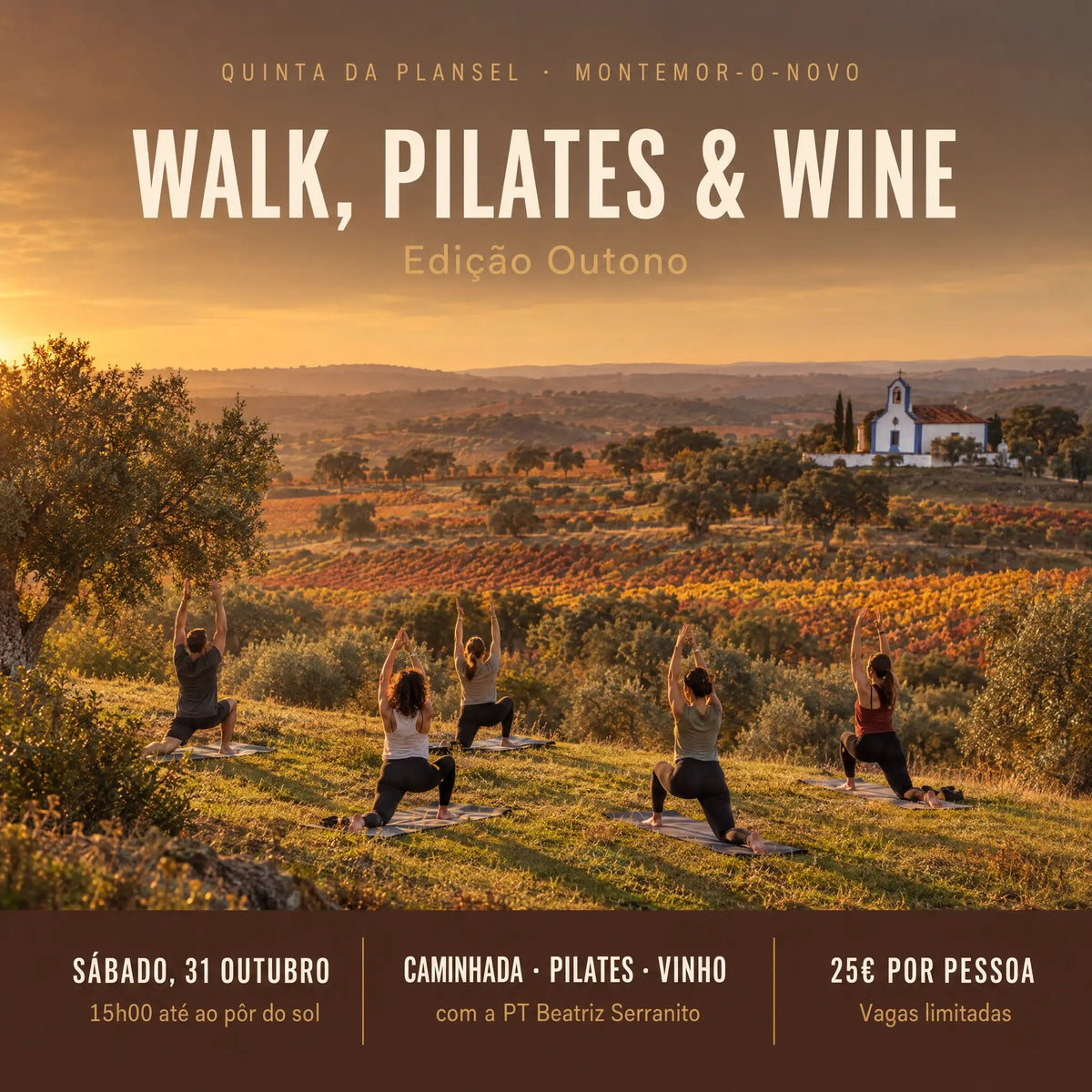 Walk, Pilates & Wine – Edição Outono 🍂🍷 - Plansel